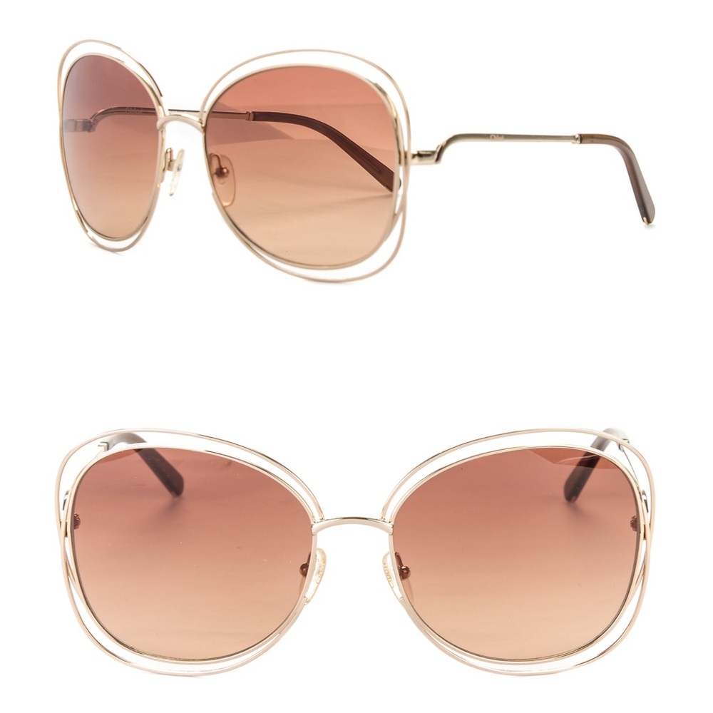 Chloe Carlina Square Gold Sunglasses